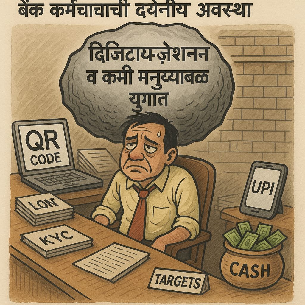 डिजिटायझेशन व कमी मनुष्य बळाच्या युगात बँक कर्मचाऱ्यांची दयनीय अवस्था....