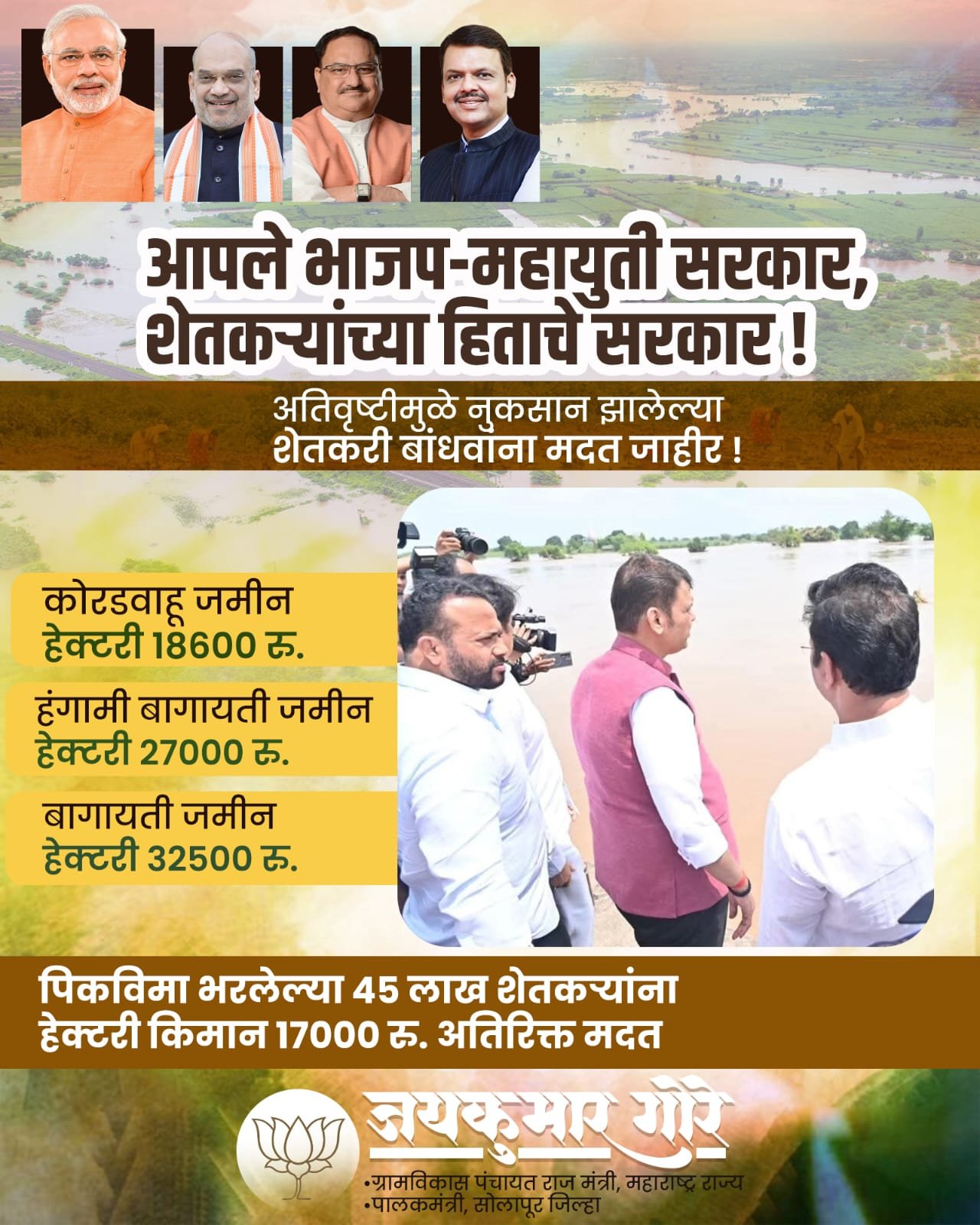 शेतकऱ्यांना सरकारची भरीव मदत जाहीर...